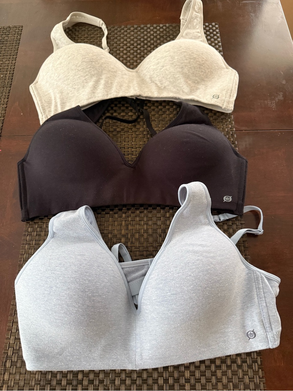 NWOT Born Trio Wireless Bras in Light blue, Black, Grey